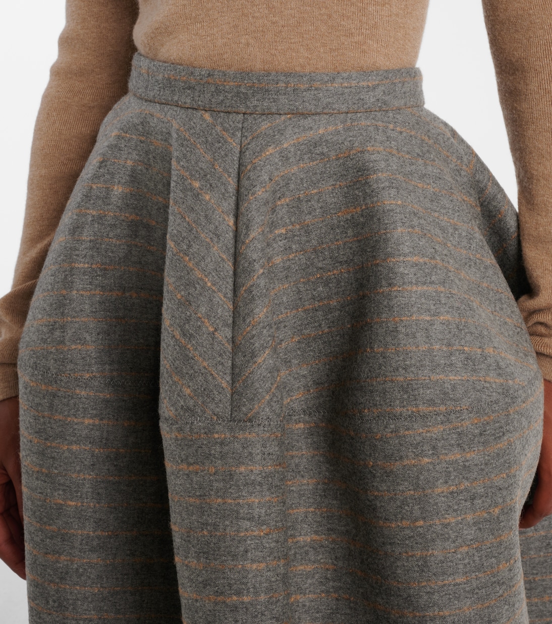 Gonna midi in flanella di lana e mohair a righe | Erdem