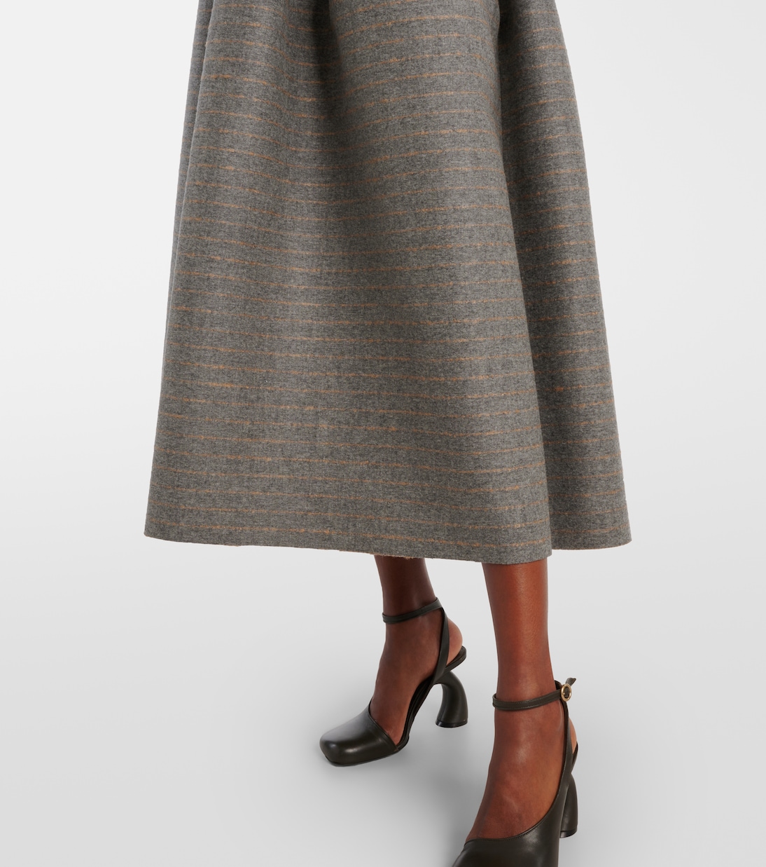 Gonna midi in flanella di lana e mohair a righe | Erdem