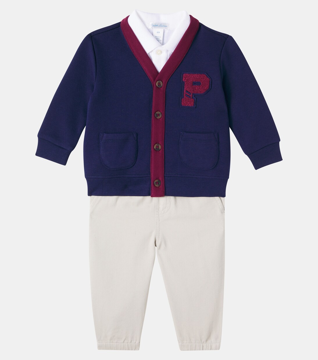 Baby cardigan, polo shirt, and pants set | Polo Ralph Lauren Kids