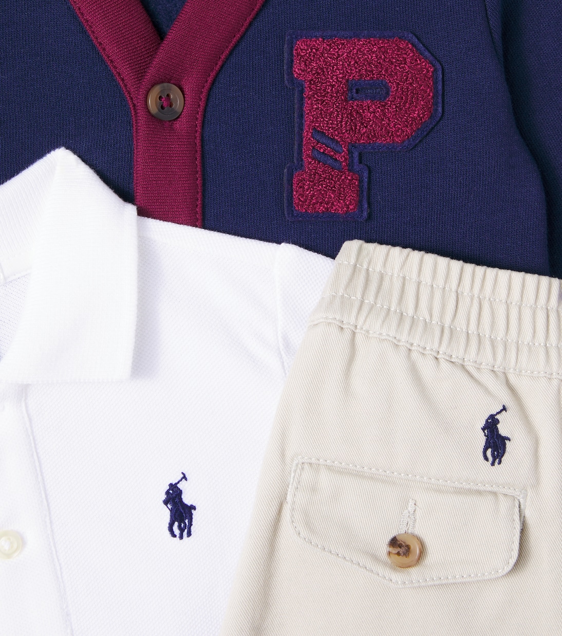 Baby cardigan, polo shirt, and pants set | Polo Ralph Lauren Kids