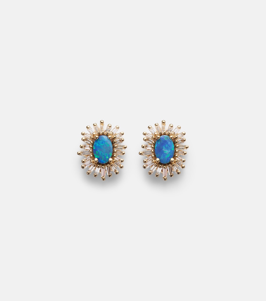 Flower Burst 18kt gold earrings with opal and diamonds | Suzanne Kalan