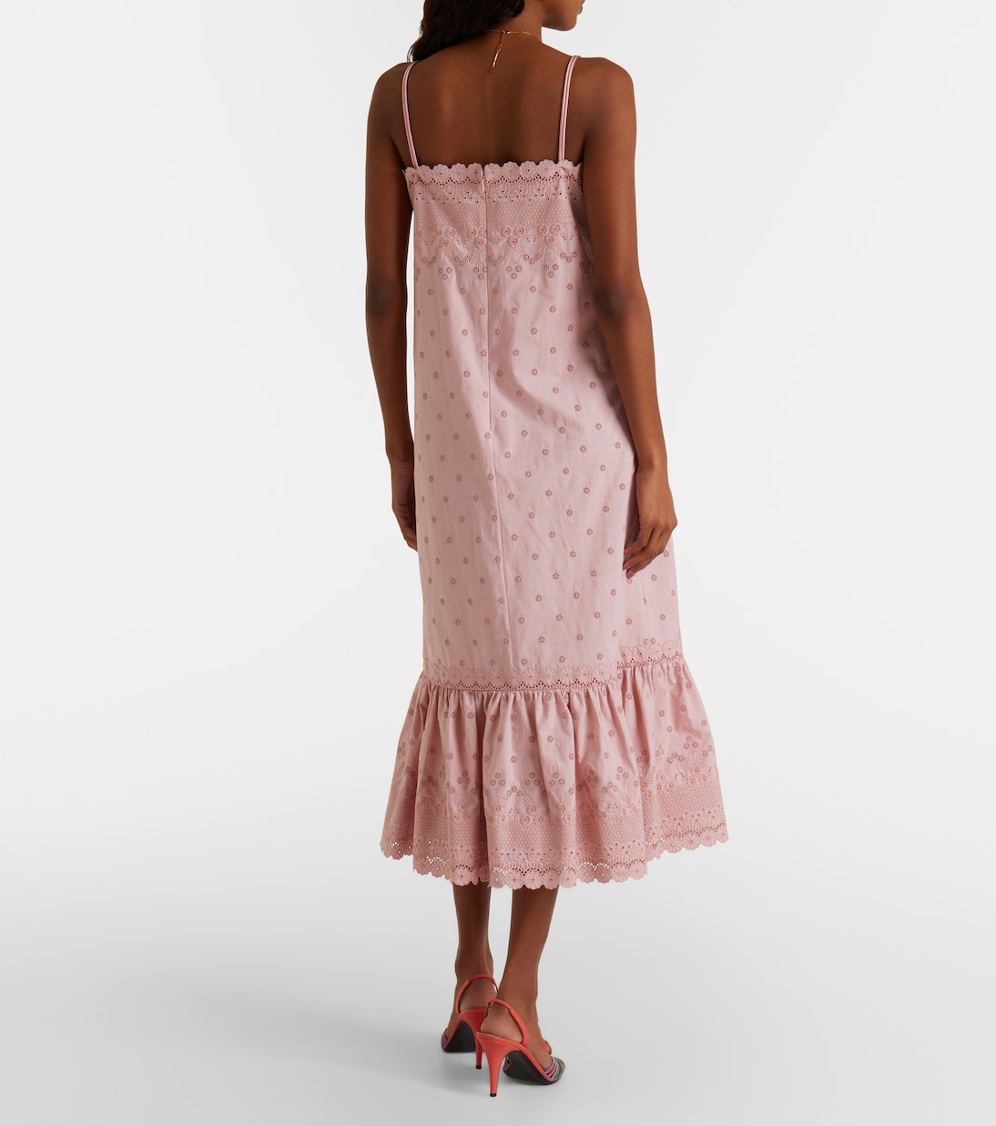 Midikleid aus Baumwolle und Lochspitze | Valentino