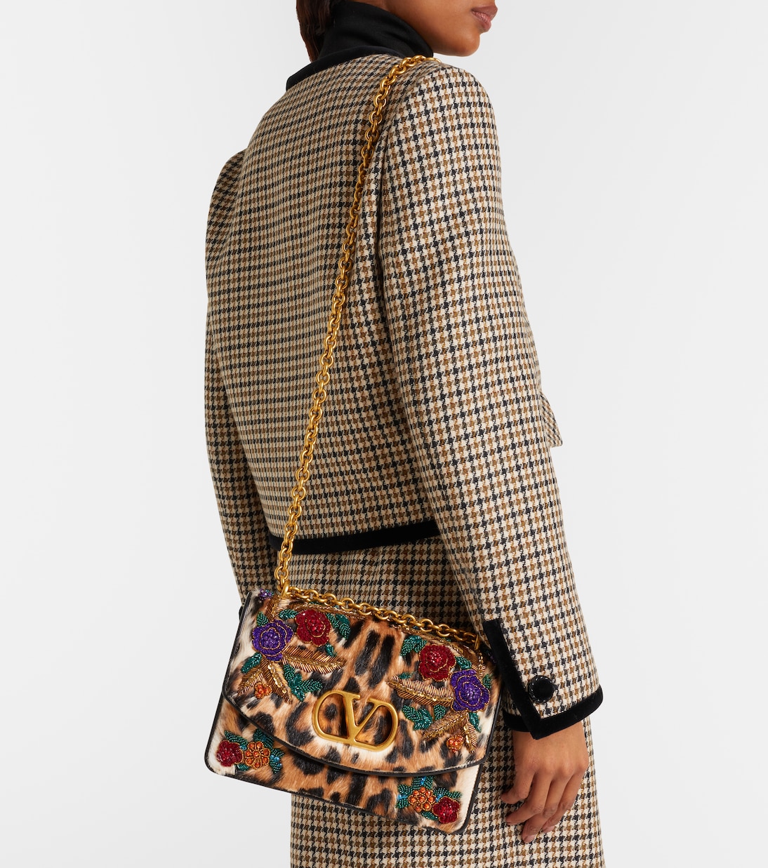 Vain Small embellished calf hair shoulder bag | Valentino Garavani