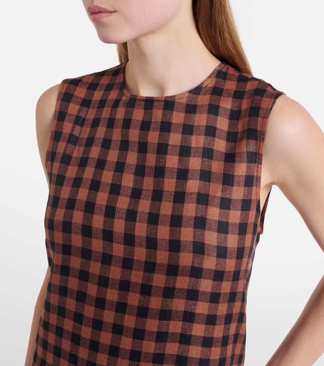 Vestido largo Tallin de lino a cuadros vichy | Asceno