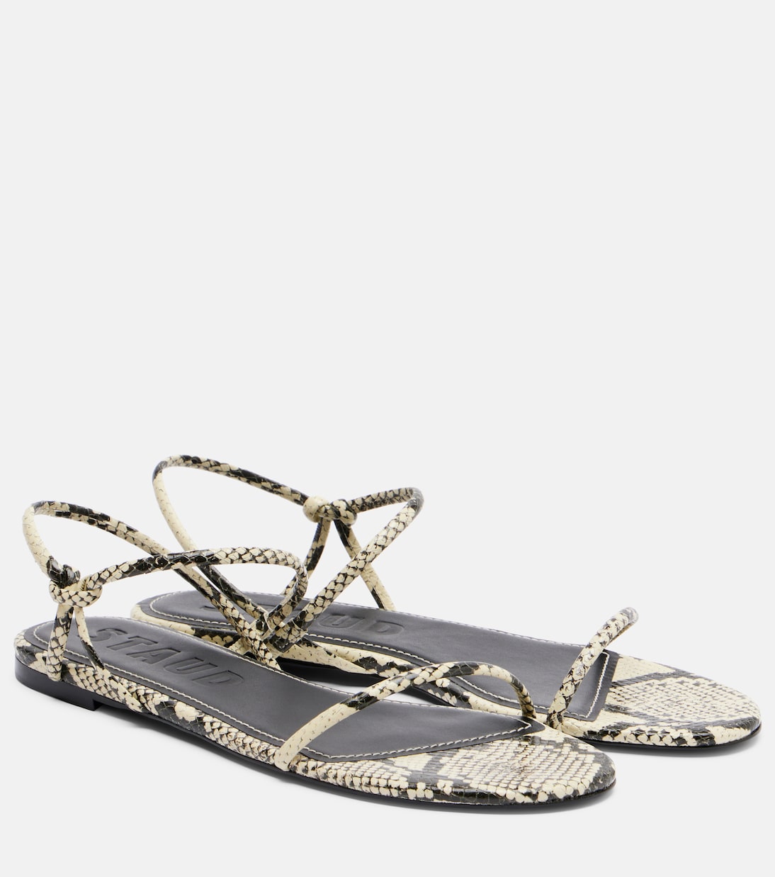 Laurel snake-effect leather sandals | Staud