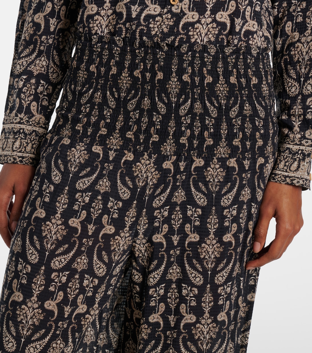 Callaway paisley shirred wide-leg pants | Veronica Beard