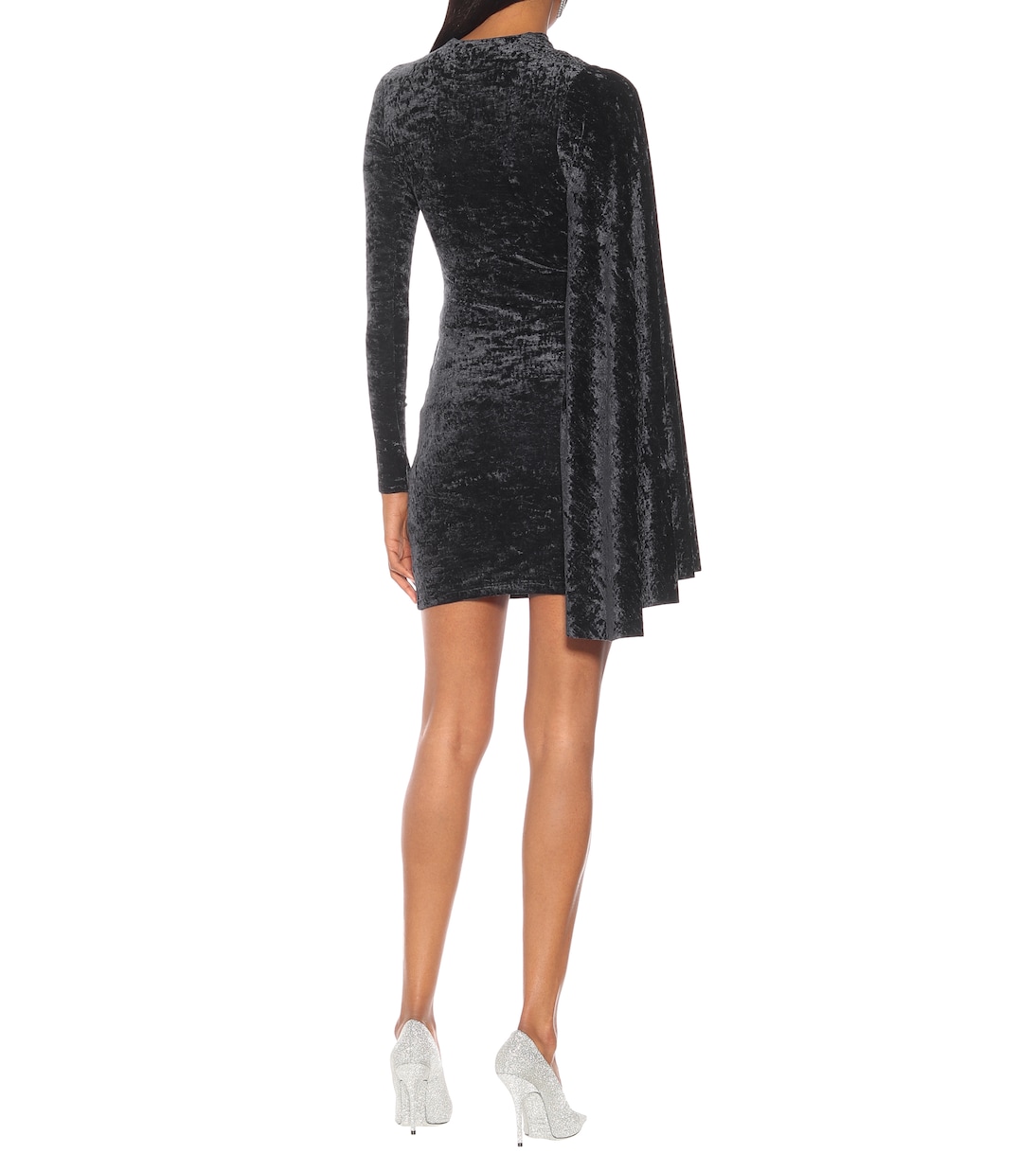 Robe asymétrique en velours frappé | Balenciaga