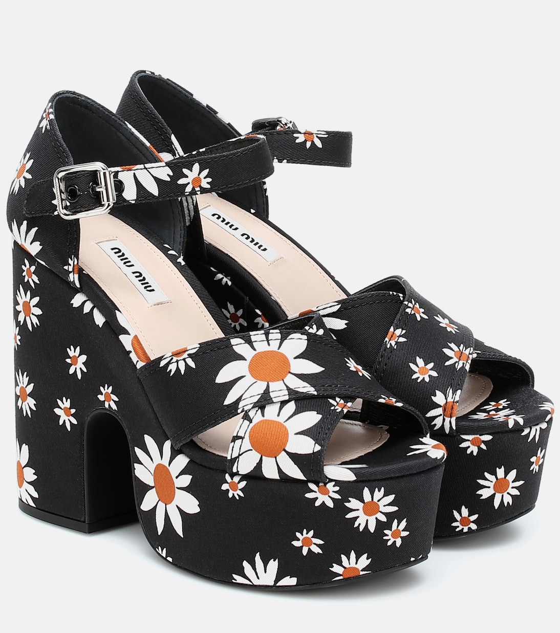 Daisy gabardine platform sandals | Miu Miu