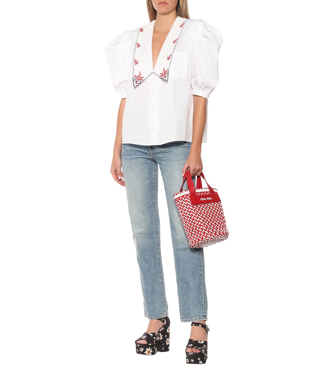 Daisy gabardine platform sandals | Miu Miu