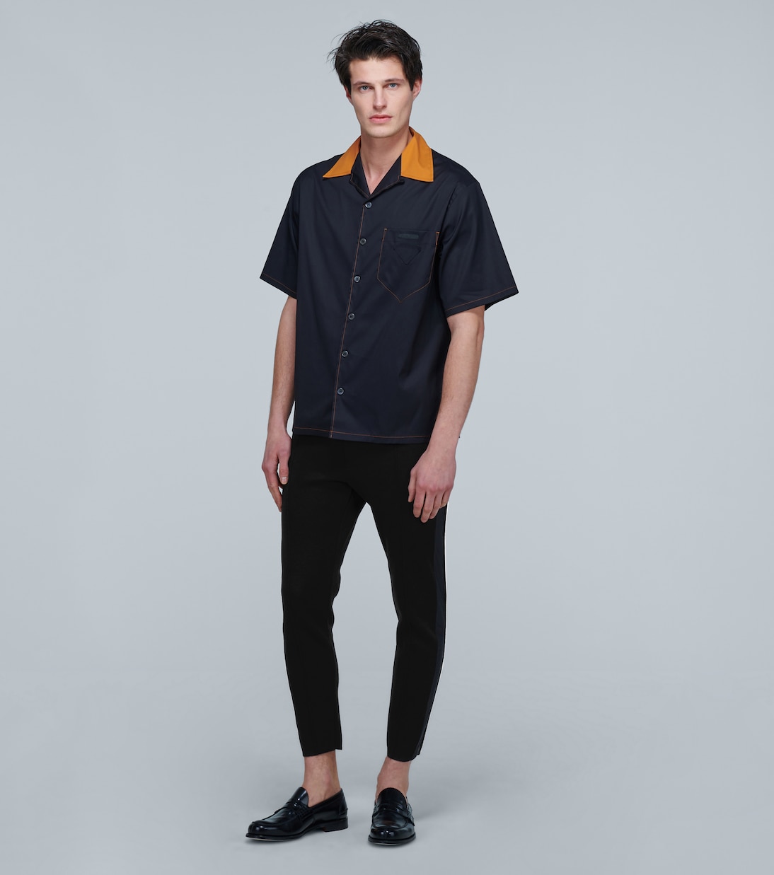 Leather-trimmed virgin wool sweatpants | Prada