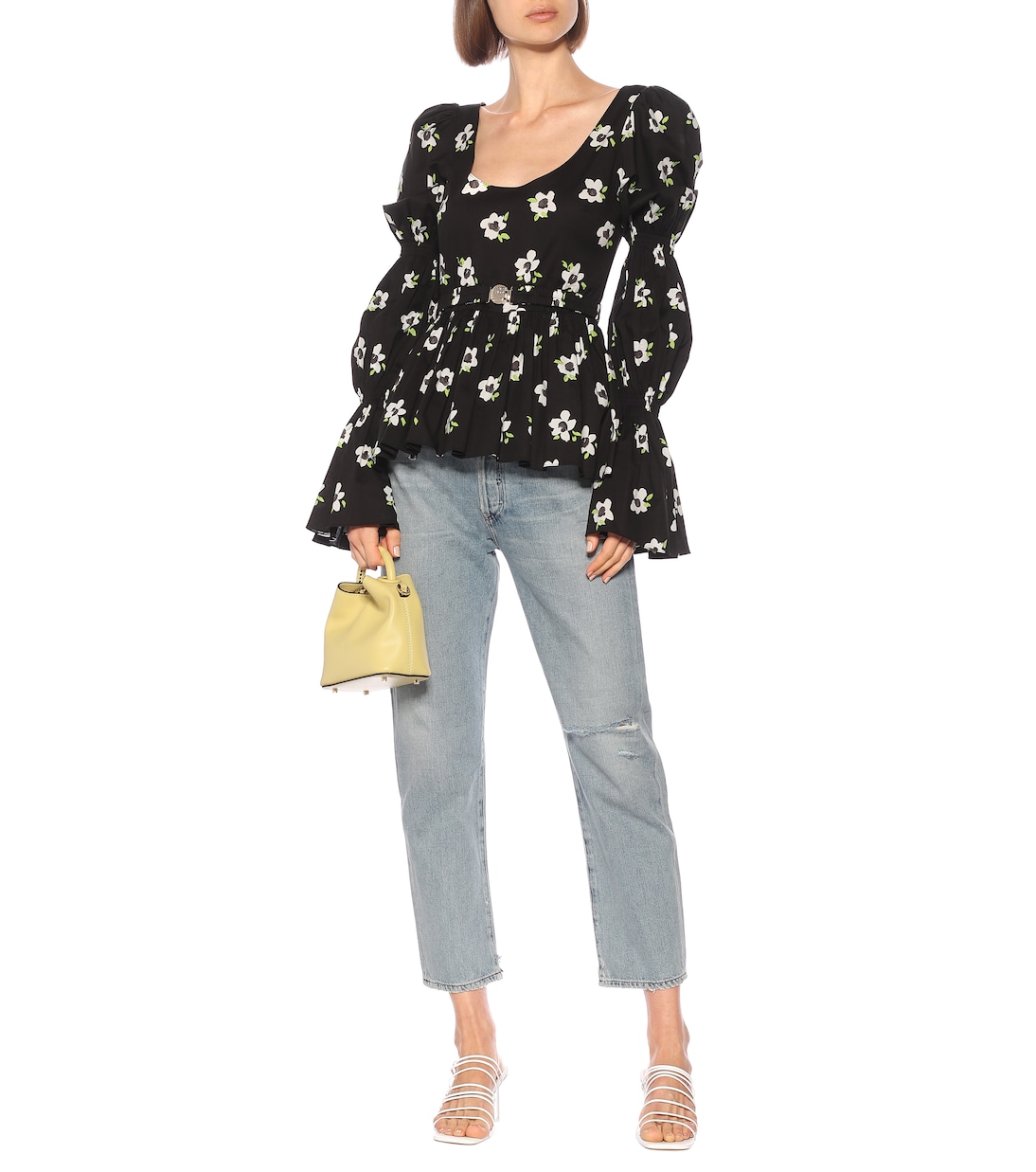 Top Raine a stampa in cotone stretch | Caroline Constas
