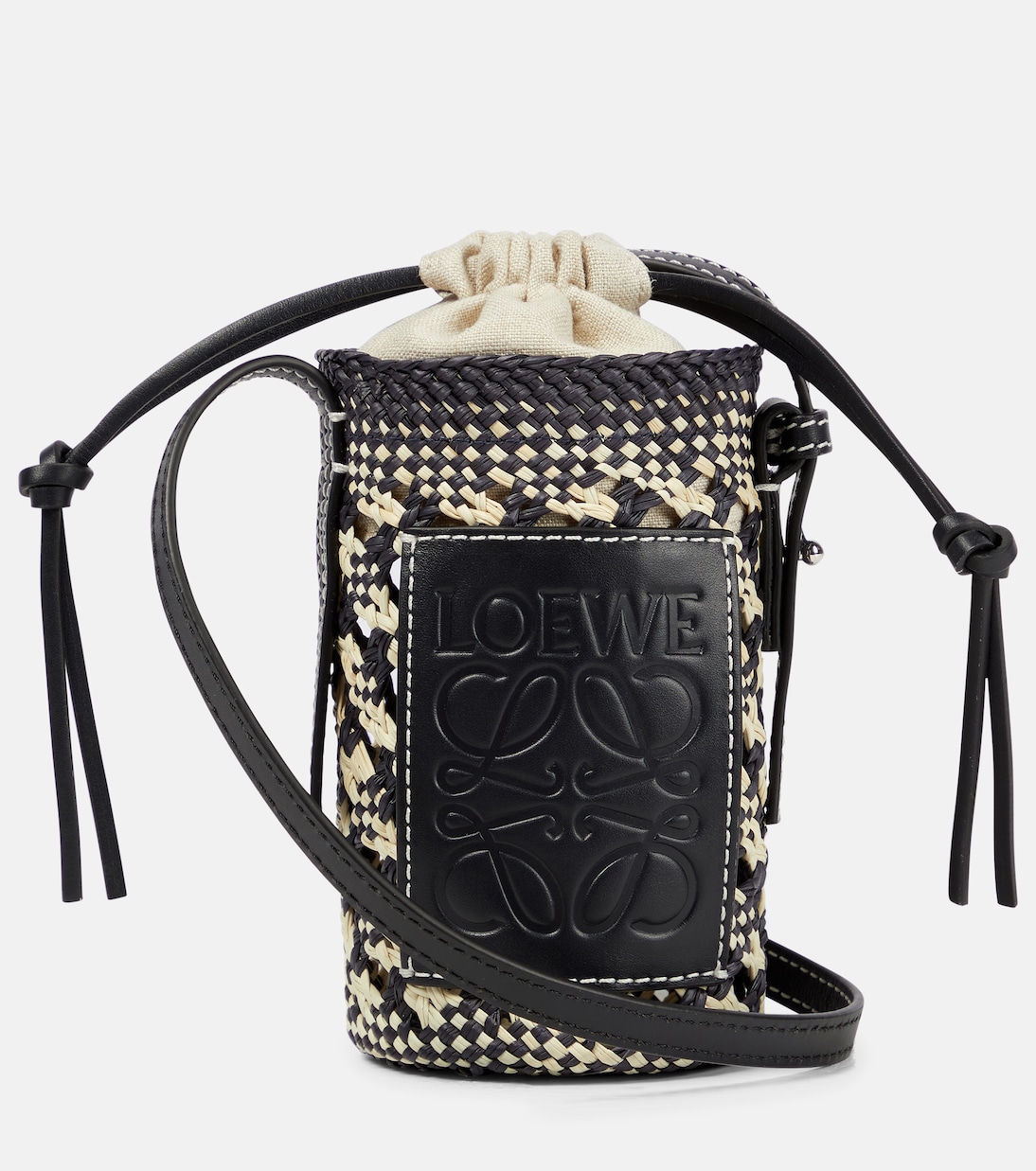 Borsa a tracolla Cylinder in rafia e pelle | Loewe