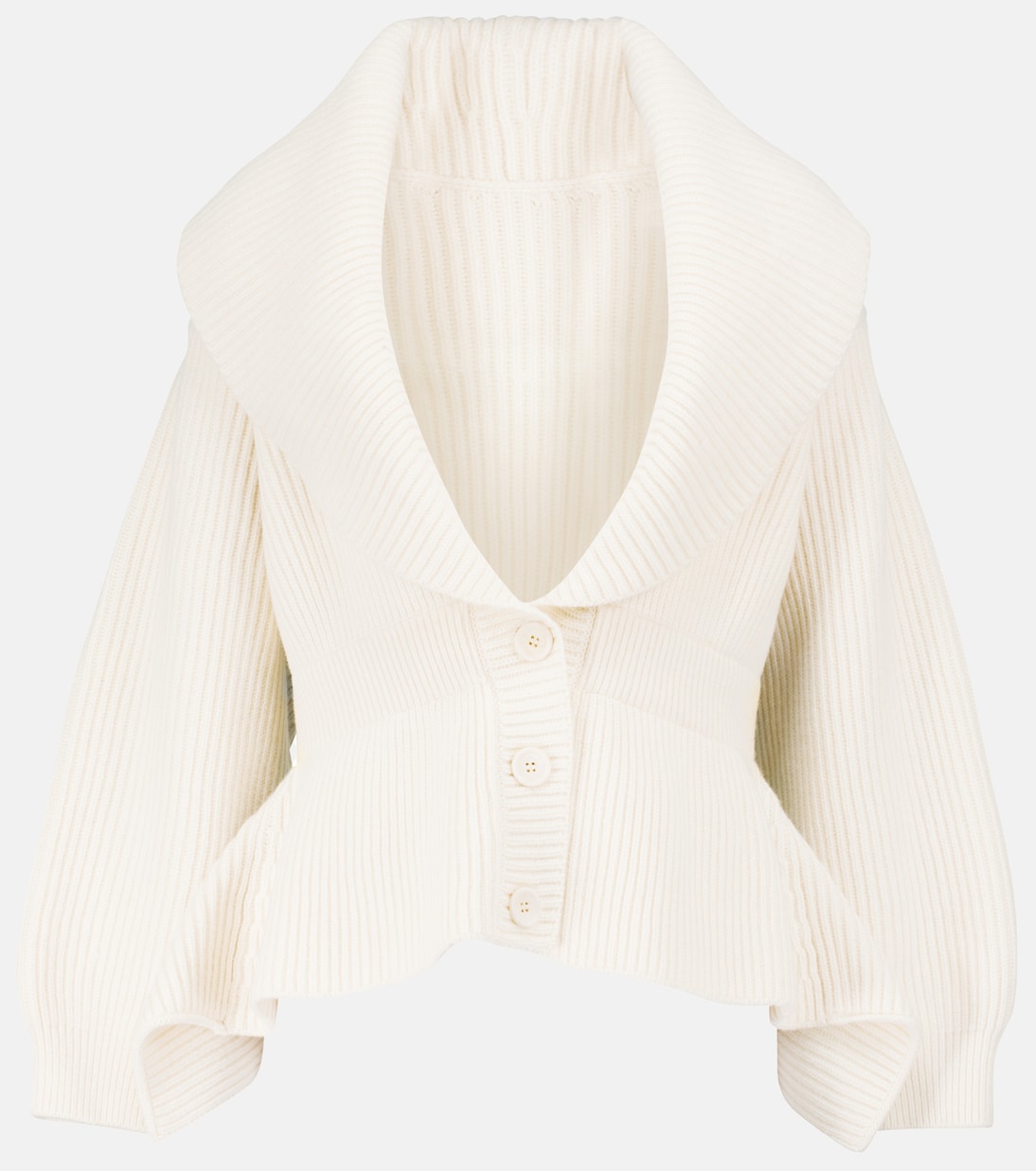 Cardigan in lana e cashmere con peplum | Alaïa