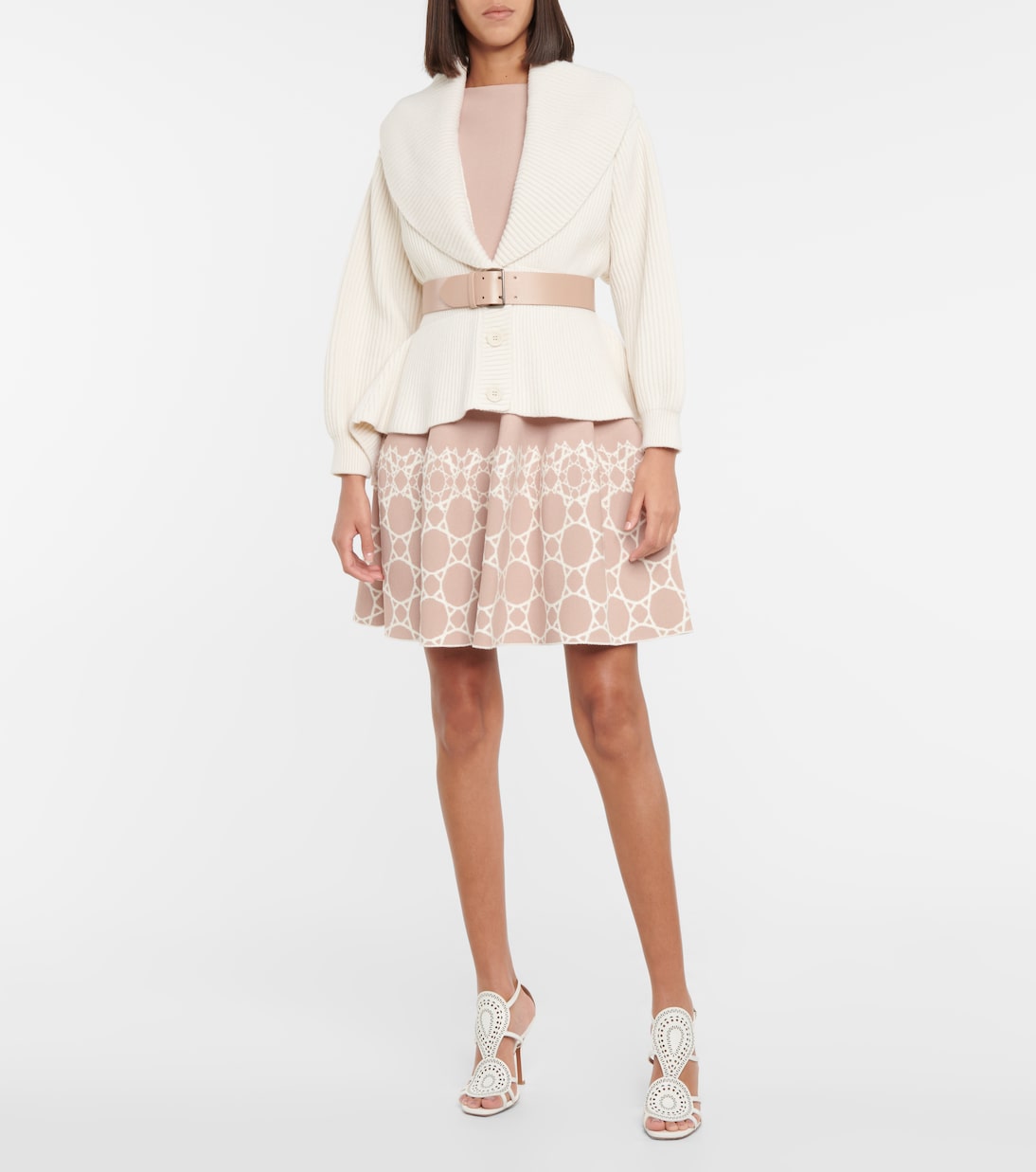 Cardigan in lana e cashmere con peplum | Alaïa