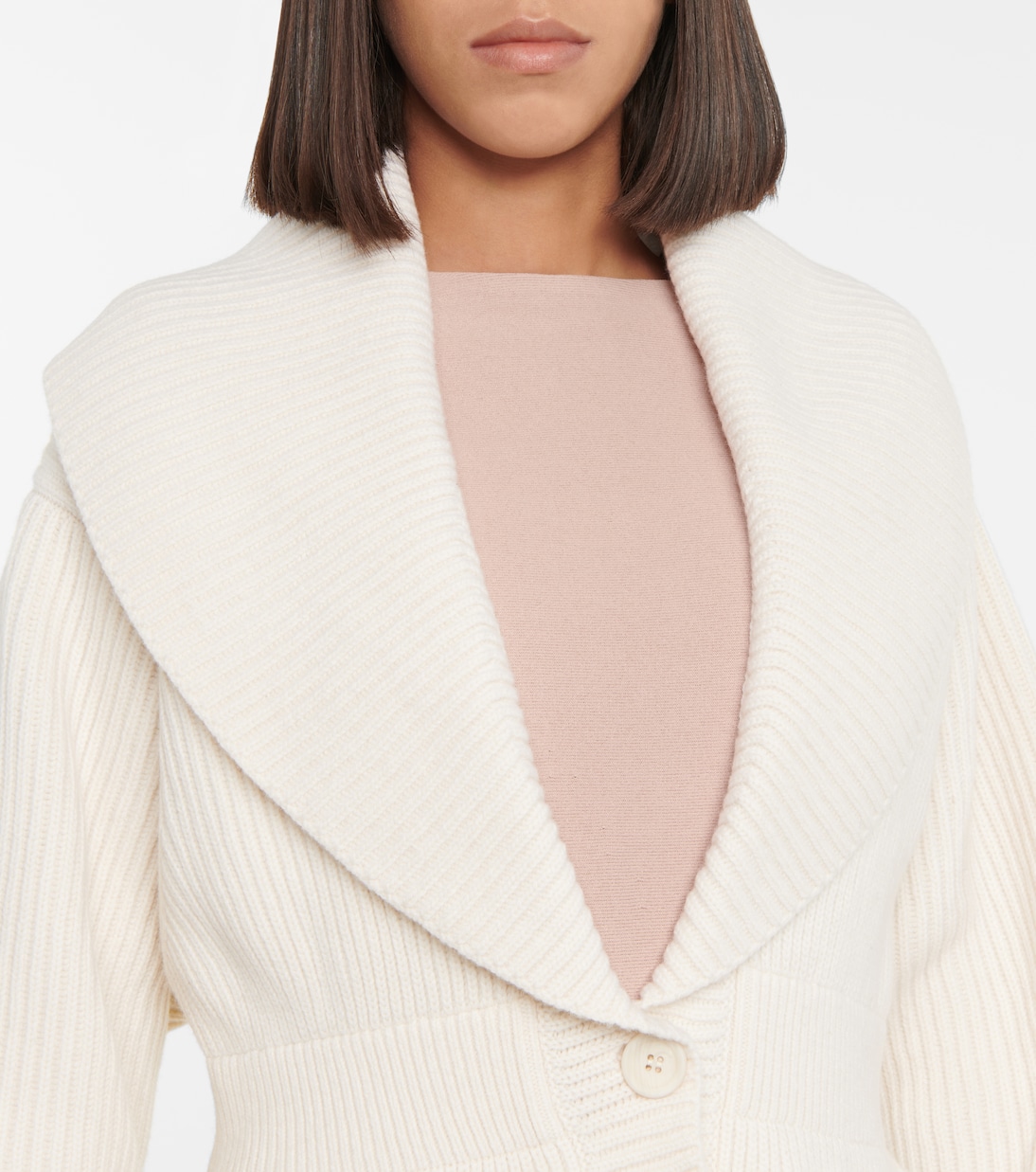 Cardigan in lana e cashmere con peplum | Alaïa