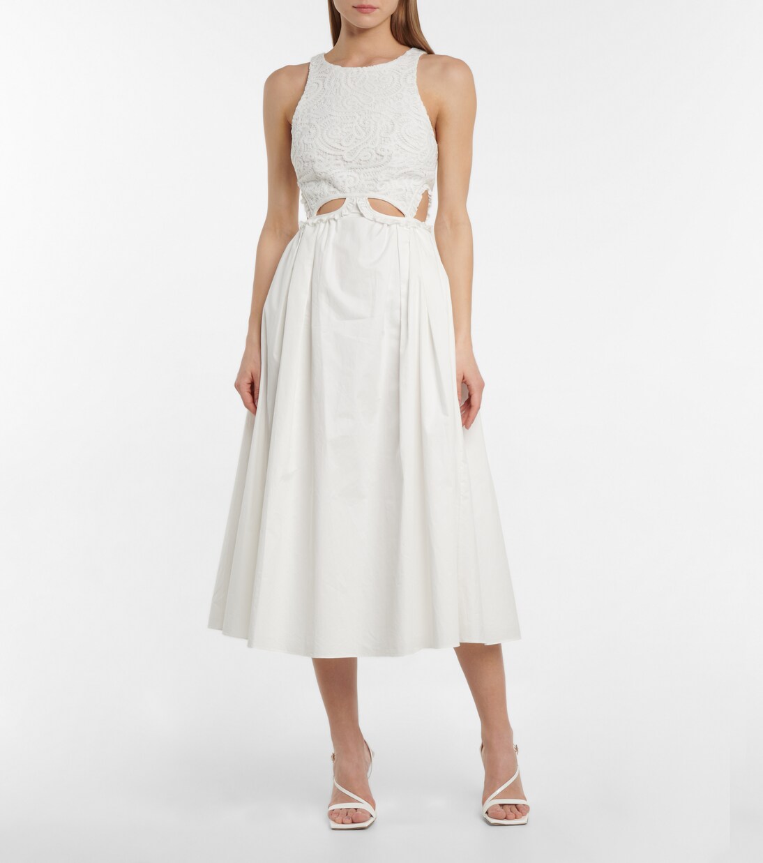 Lace-trimmed cutout cotton maxi dress | Self-Portrait