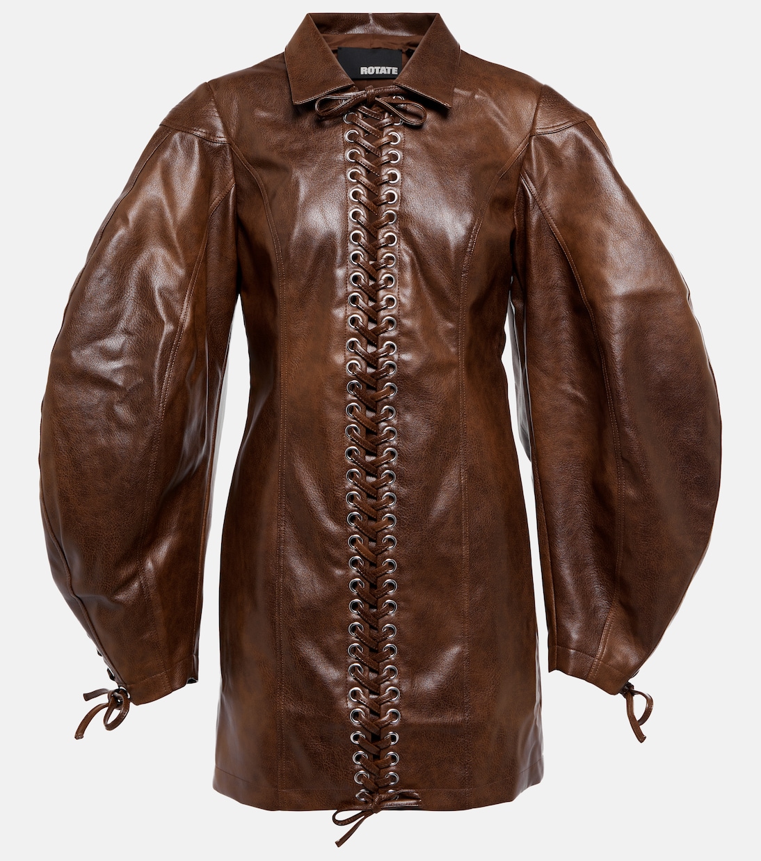 Lace-up faux leather minidress | Rotate