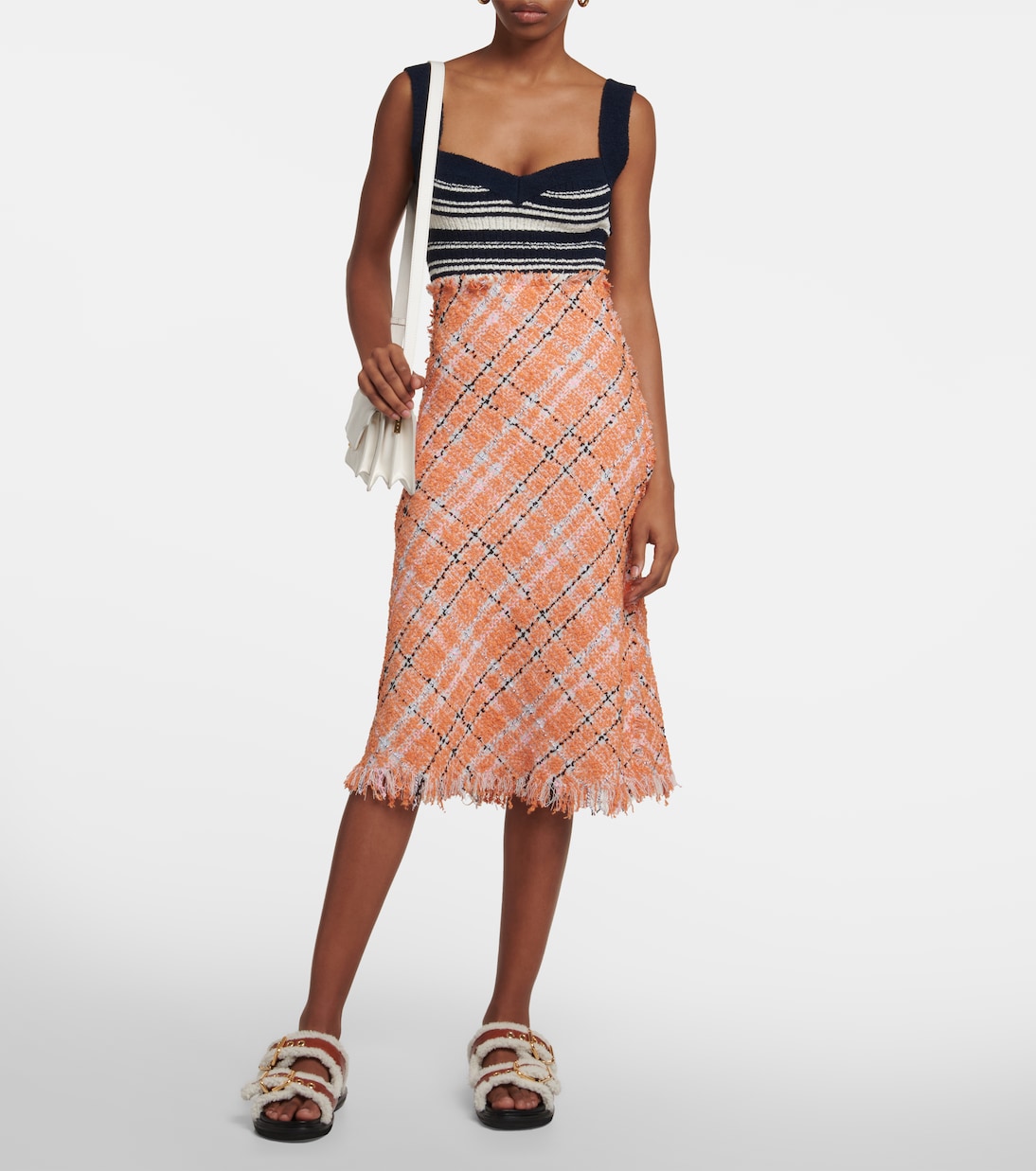 Patterned cotton-blend midi dress | Marni