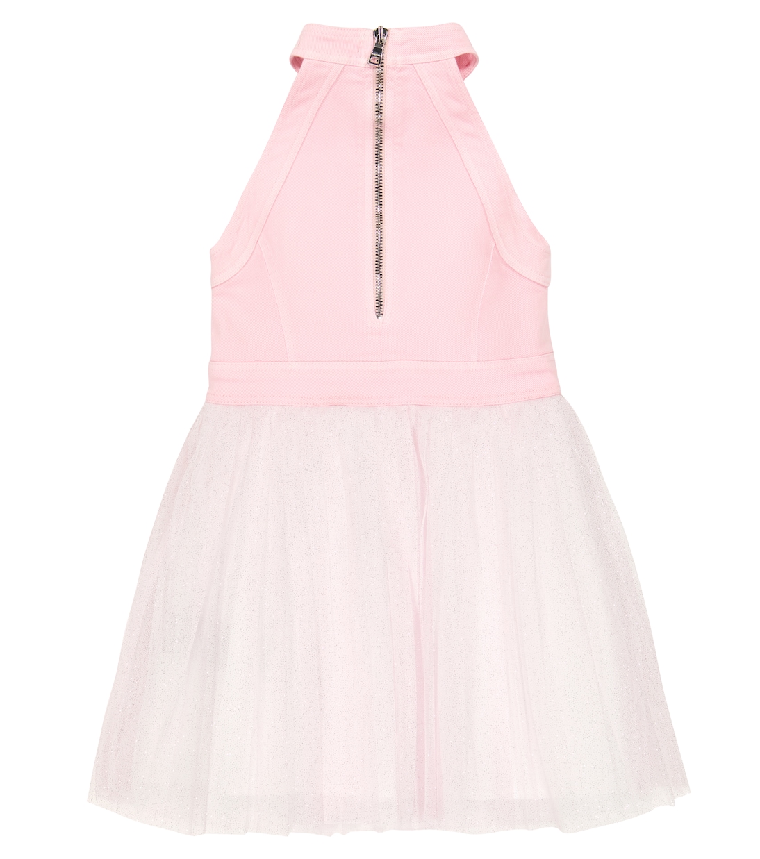 Abito in tulle con scollo all’americana | Balmain Kids