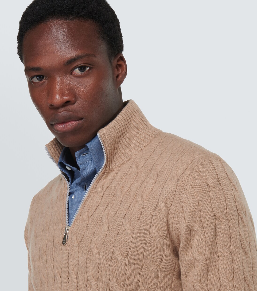 Cable-knit cashmere half-zip sweater in beige - Brunello Cucinelli |  Mytheresa