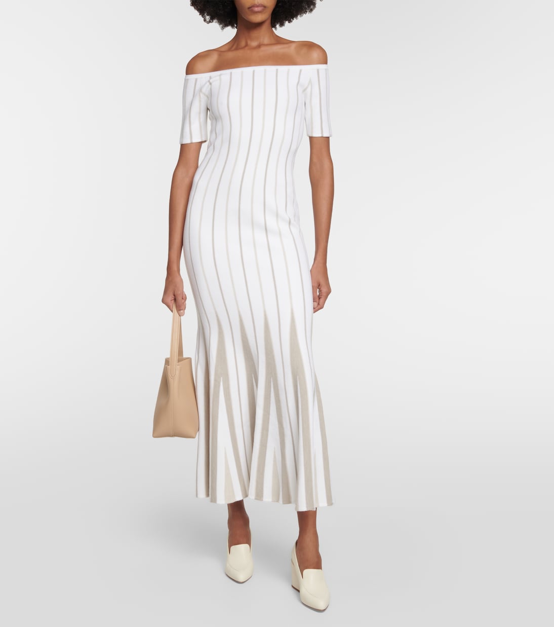 Striped off-shoulder virgin wool maxi dress | Gabriela Hearst