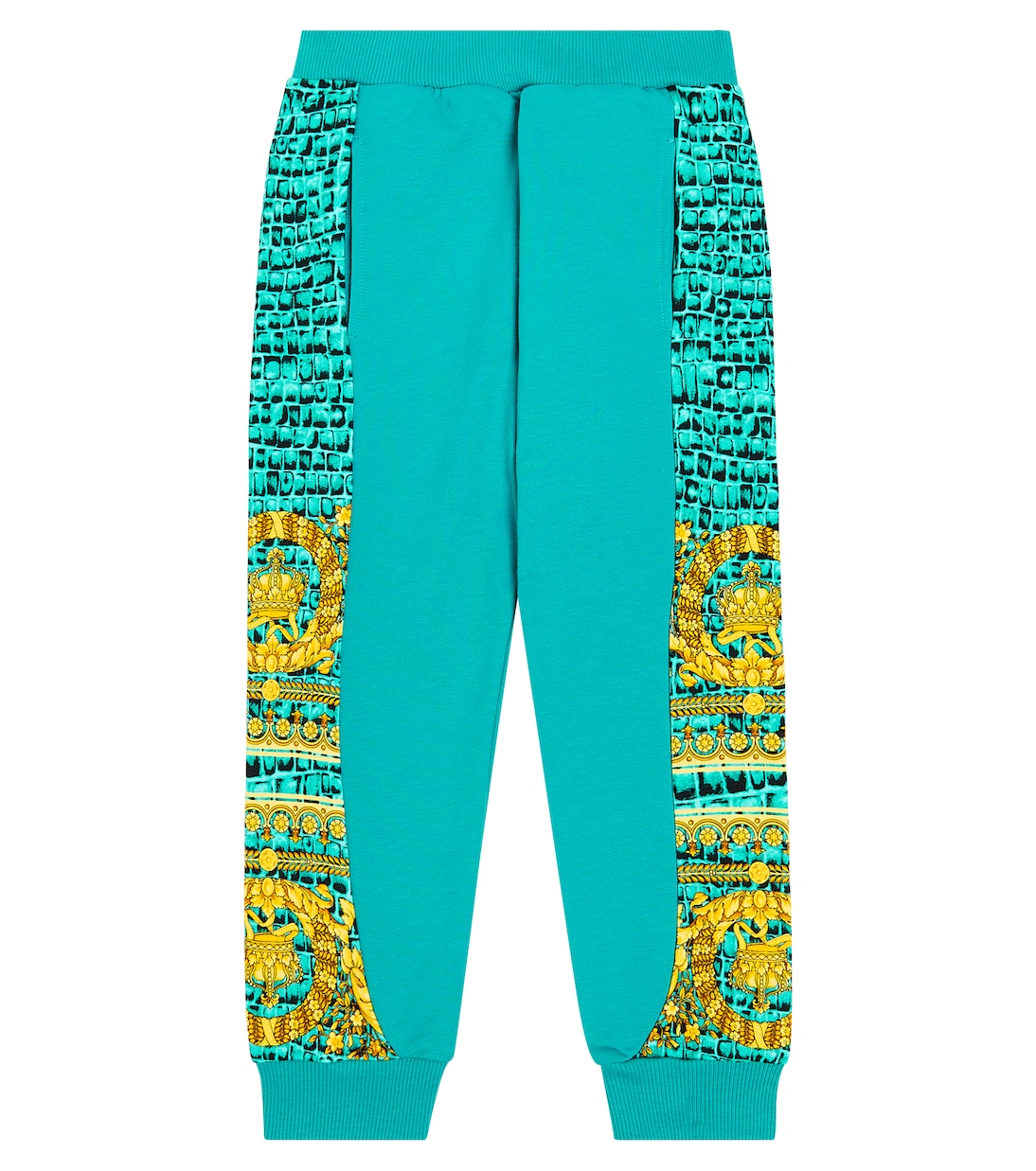 Baroccodile cotton jersey sweatpants in blue Versace Kids Mytheresa