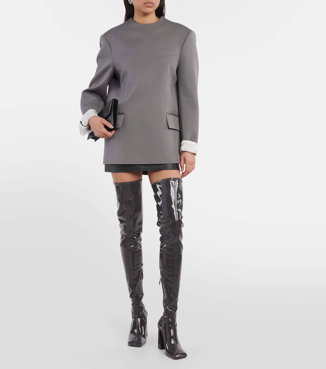 Marine Stretch 95 latex over-the-knee boots | Amina Muaddi