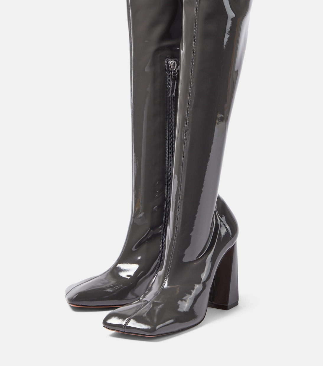 Marine Stretch 95 latex over-the-knee boots | Amina Muaddi