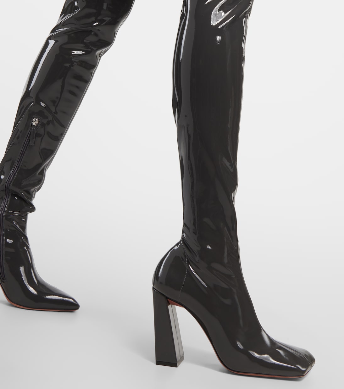 Marine Stretch 95 latex over-the-knee boots | Amina Muaddi