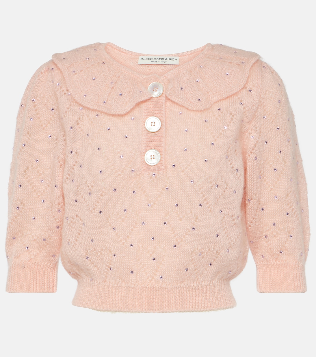 Crop top de mezcla de mohair adornado | Alessandra Rich