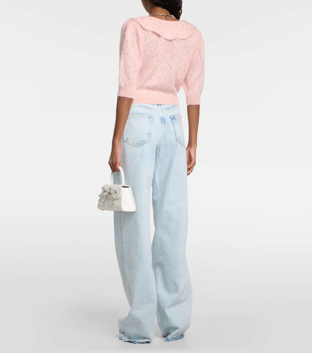 Crop top de mezcla de mohair adornado | Alessandra Rich