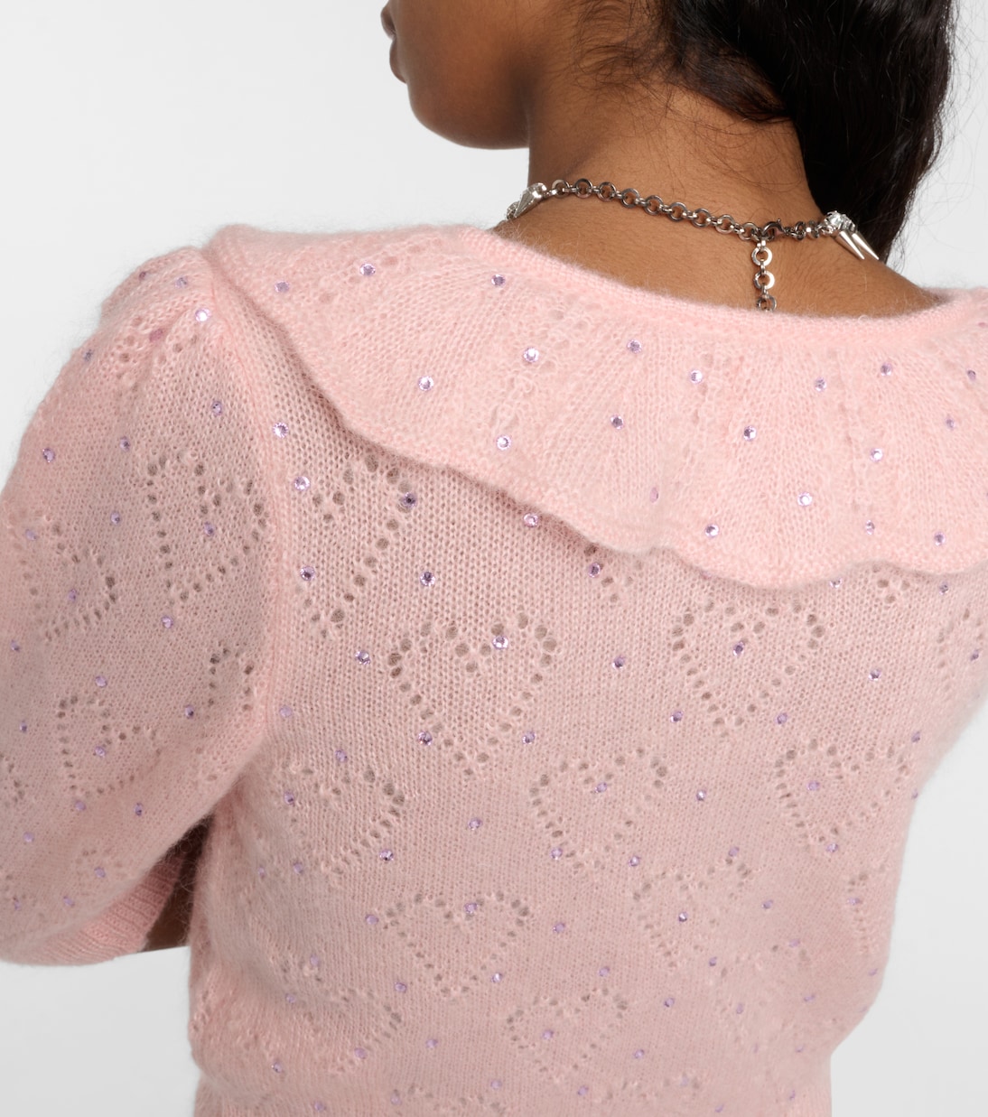 Crop top de mezcla de mohair adornado | Alessandra Rich