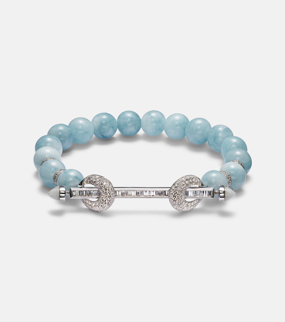 Bracciale ANANYA Chakra in oro bianco 18kt con acquamarine e diamanti per giovani alla moda