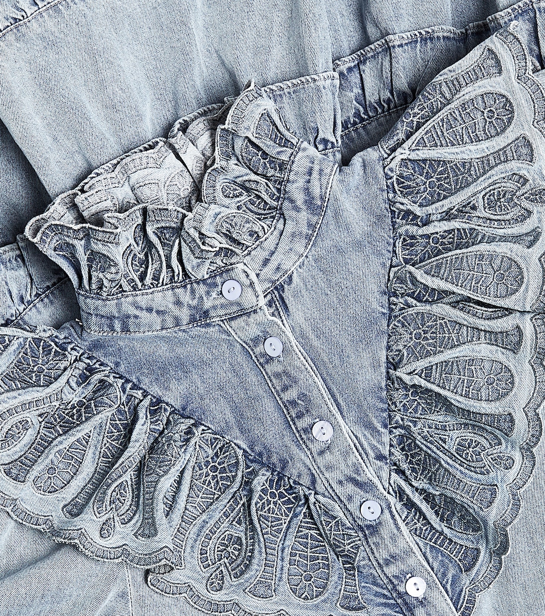 Besticktes Kleid aus Baumwoll-Chambray | Petite Amalie  