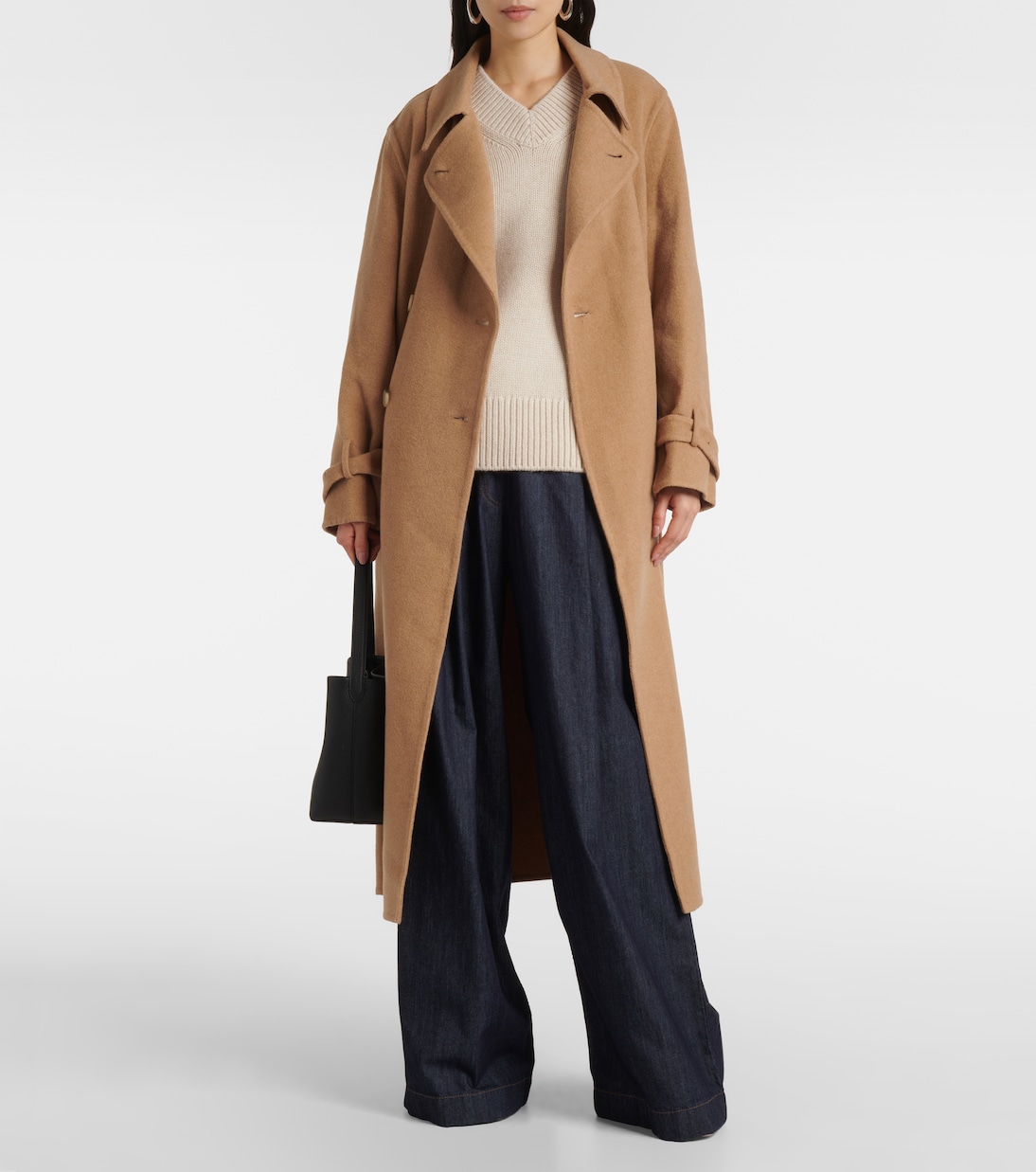 Belted double-breasted wool-blend coat | Vince