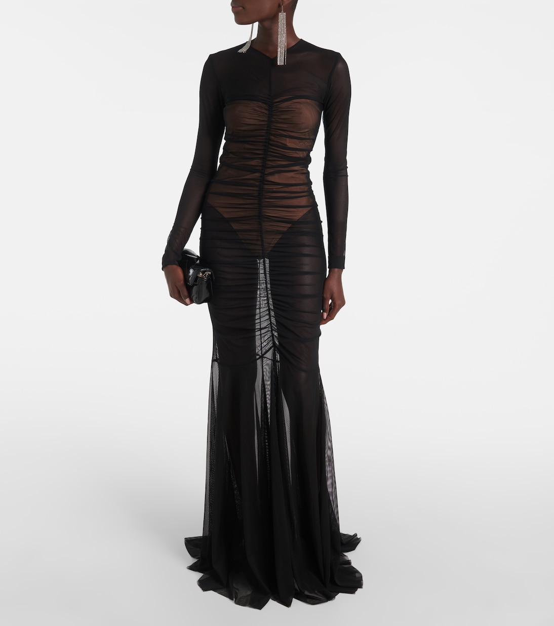 Shirred sheer gown | Norma Kamali
