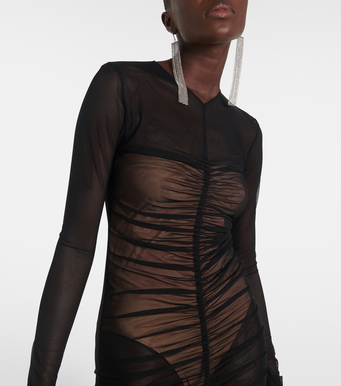 Shirred sheer gown | Norma Kamali