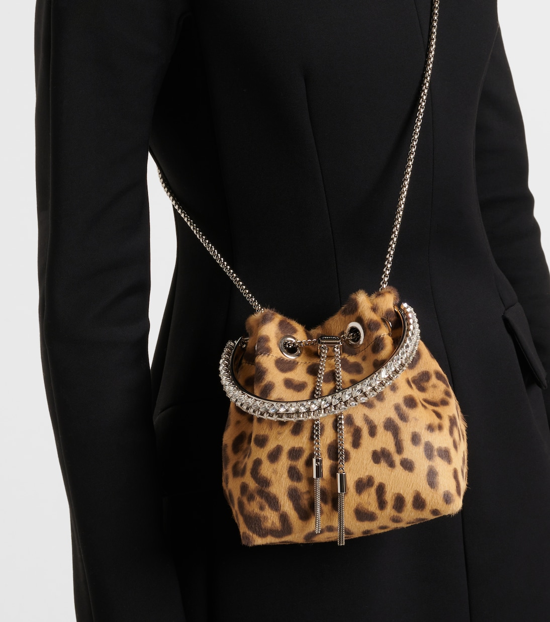 Sac seau Bon Bon imprimé en cuir façon poulain | Jimmy Choo