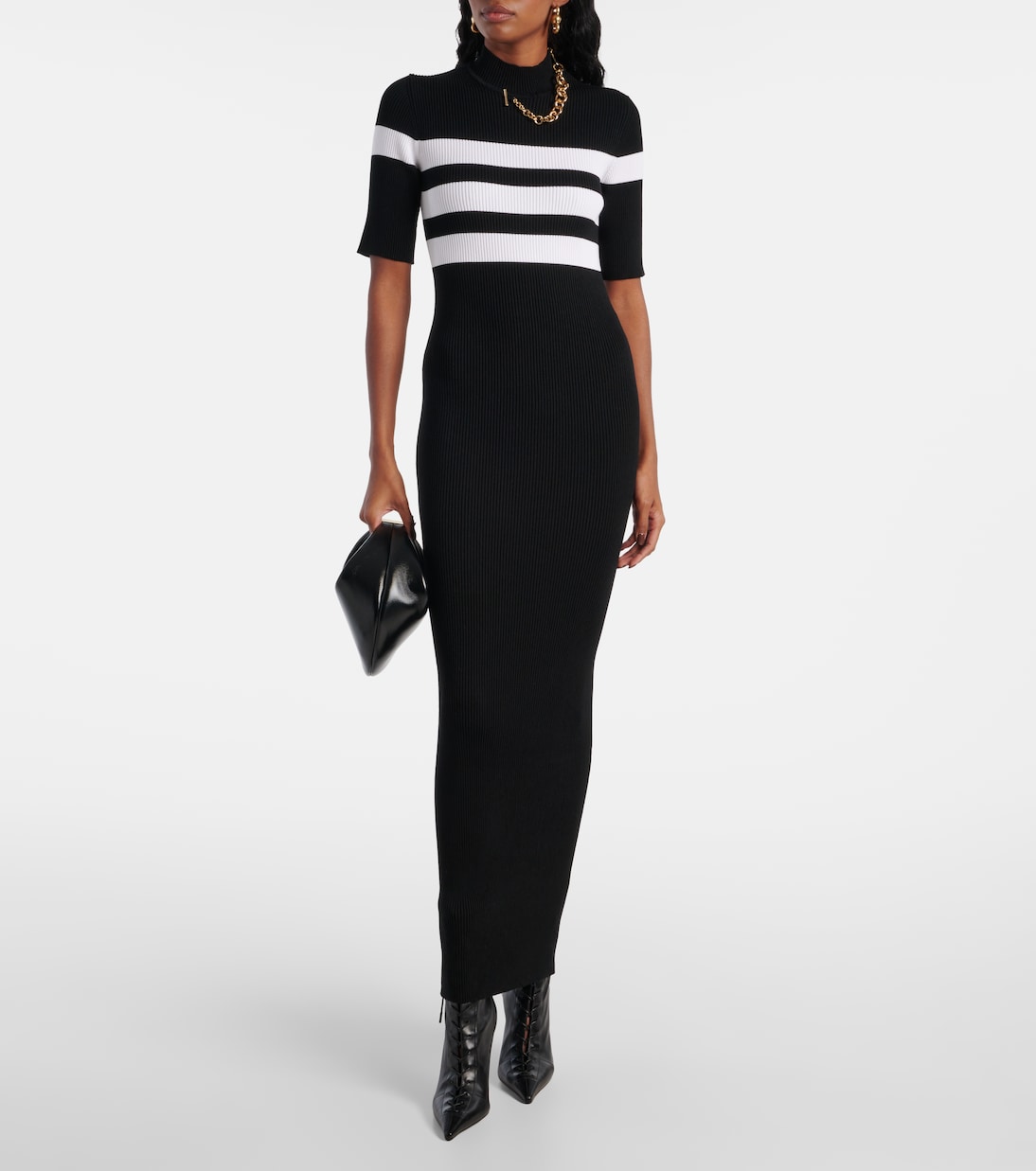 Abito lungo in jersey a righe | Jean Paul Gaultier