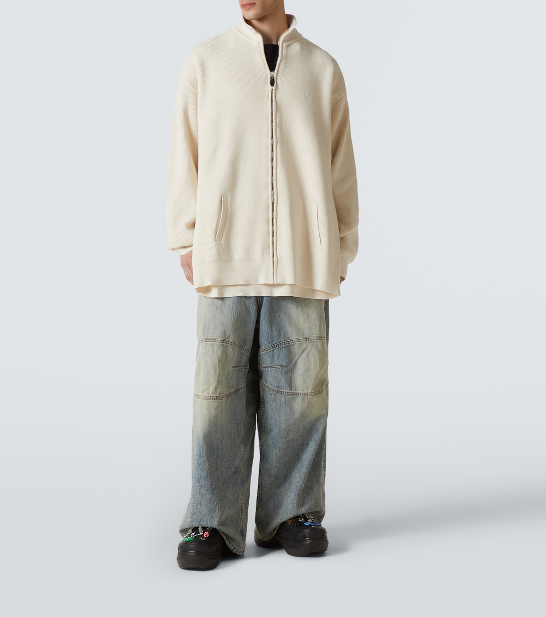 Cardigan in misto cotone con zip | Balenciaga