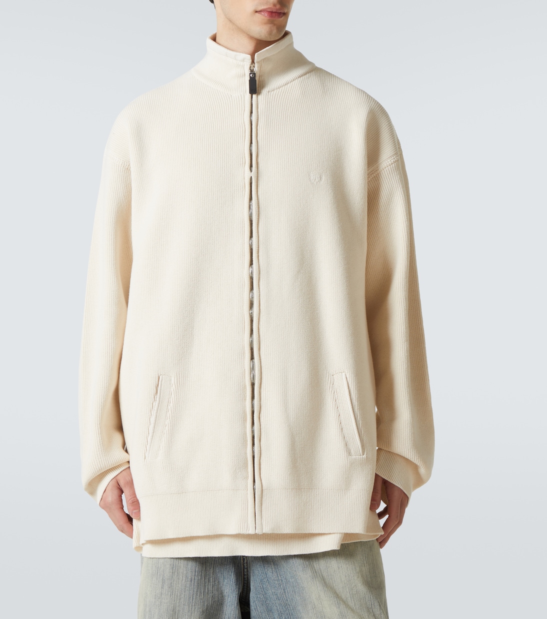 Cardigan in misto cotone con zip | Balenciaga