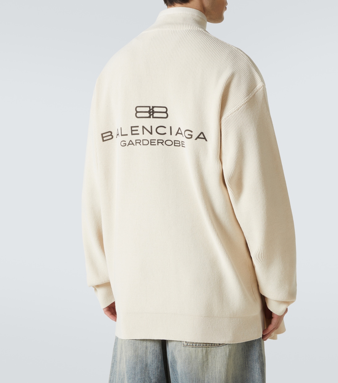 Cardigan in misto cotone con zip | Balenciaga