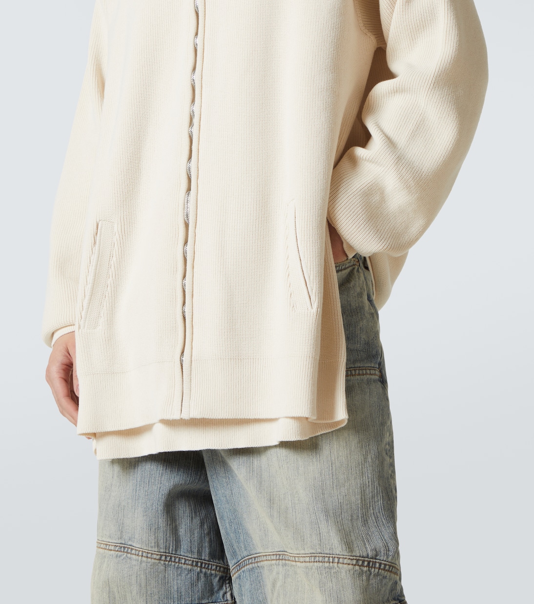 Cardigan in misto cotone con zip | Balenciaga