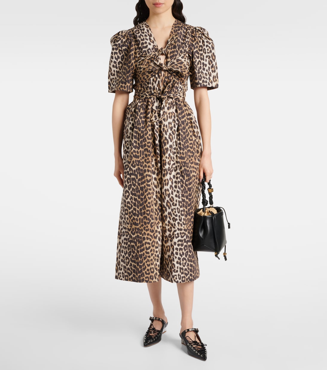 Abito midi in cotone con stampa | Ganni