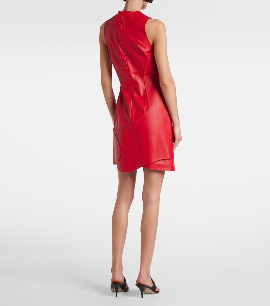 Abito corto asimmetrico in pelle | Ferragamo