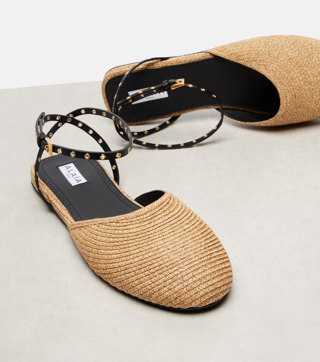 Ballerine in rafia con pelle | Alaïa