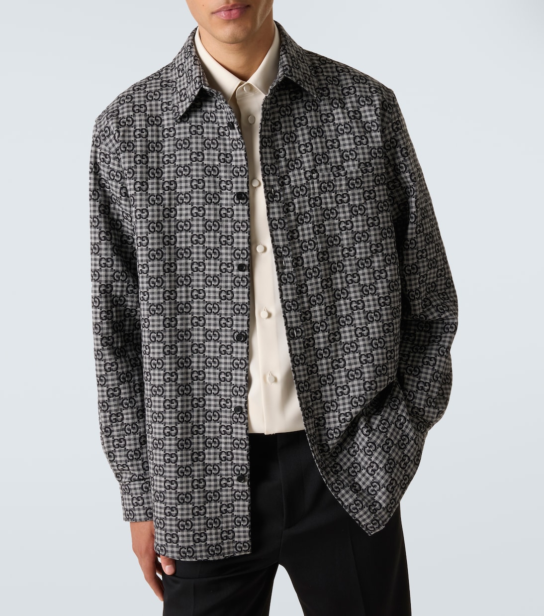 GG checked wool and cotton shirt | Gucci