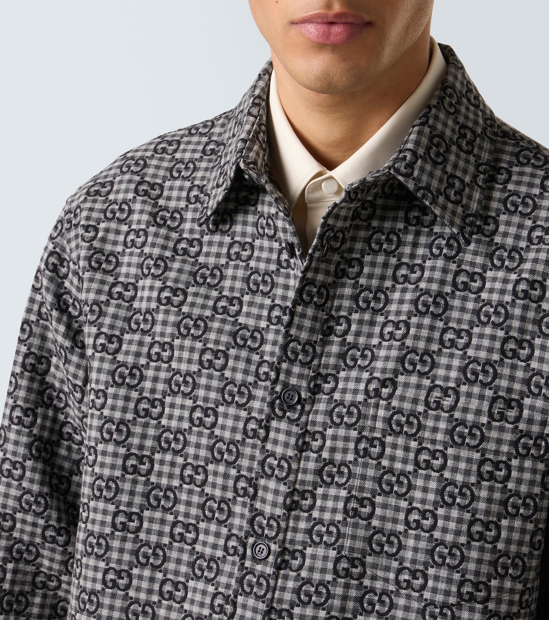 GG checked wool and cotton shirt | Gucci