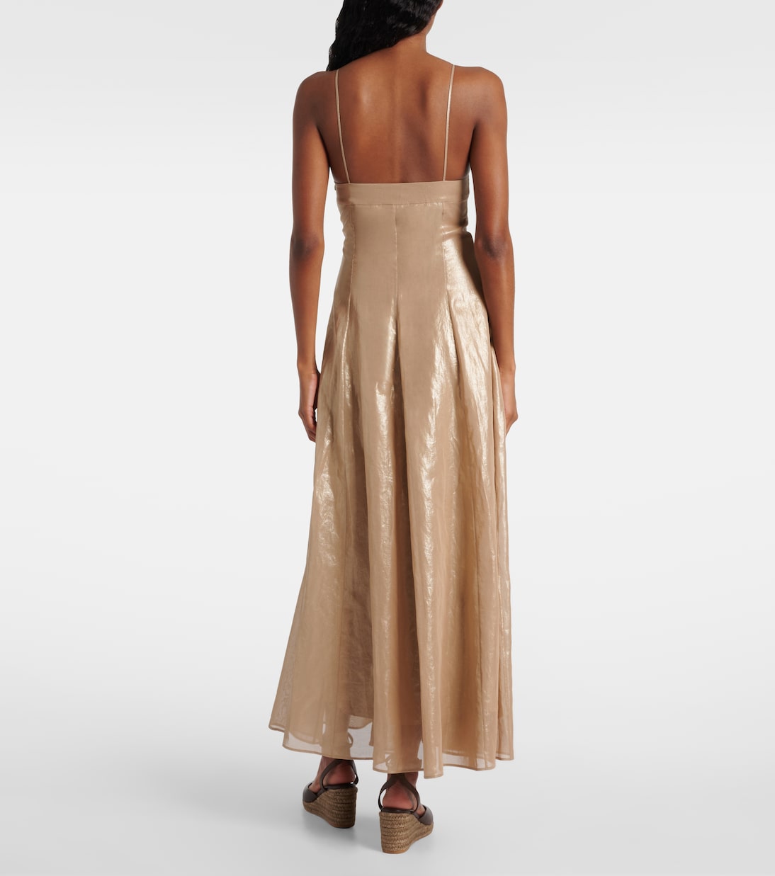Abito lungo Monili in organza di cotone | Brunello Cucinelli