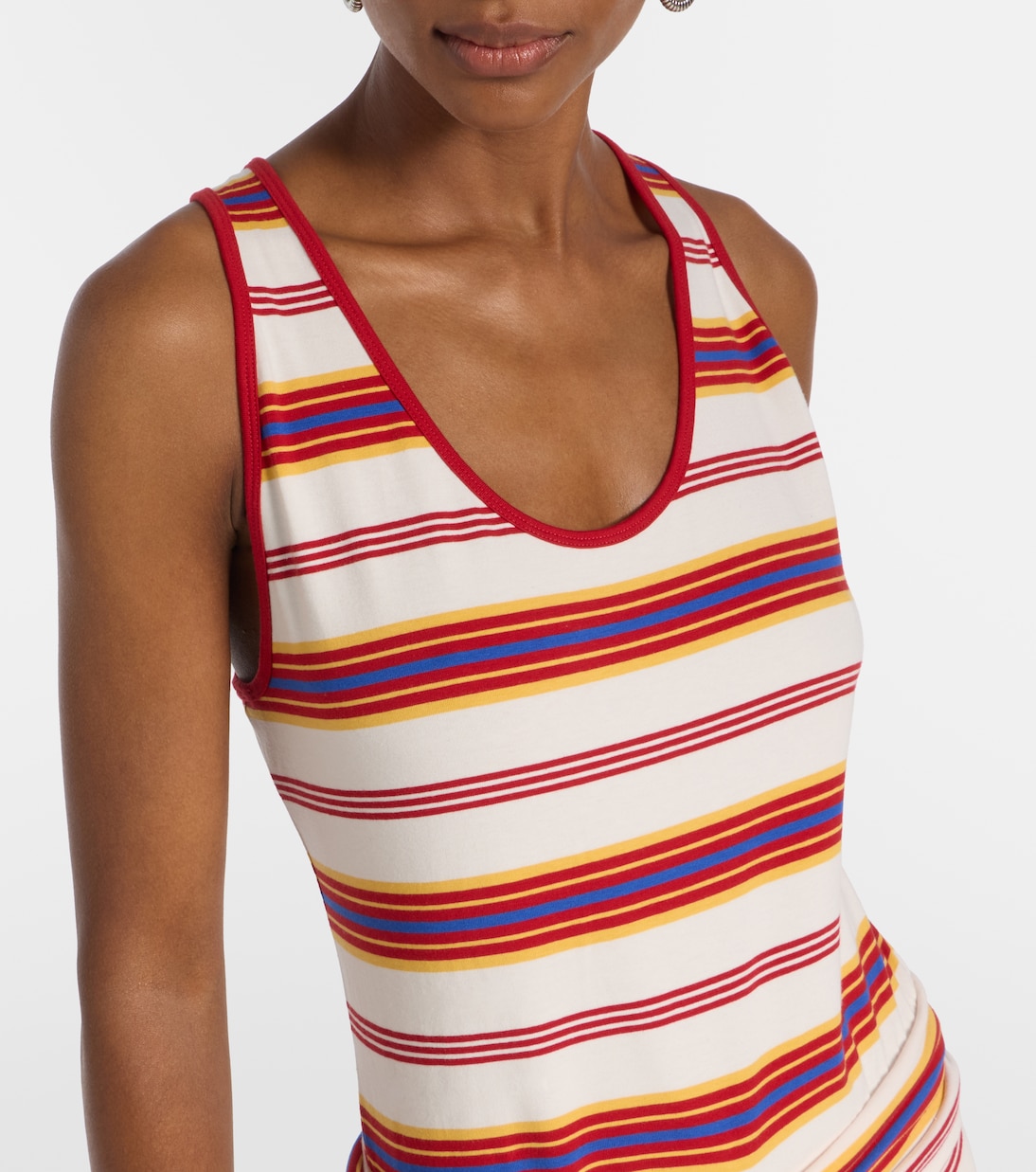 Robe longue rayée en coton mélangé | Rabanne